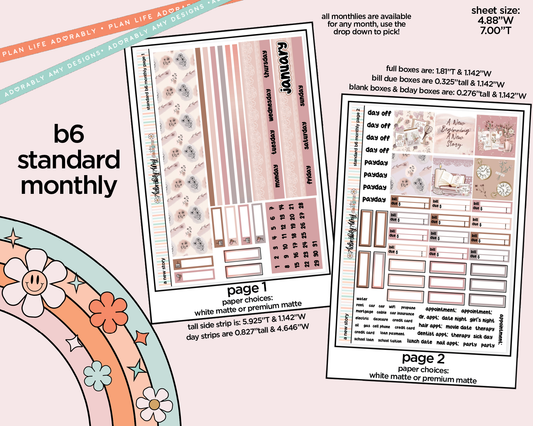 Standard B6 Monthly Pick Your Month A New Story Planner Sticker Kit for some B6 Planners