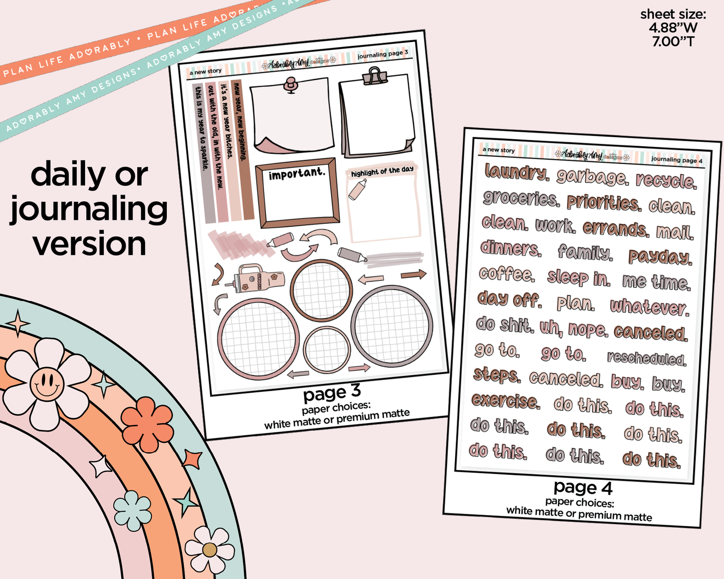 Journaling and Daily Planning A New Story Planner Sticker Kit