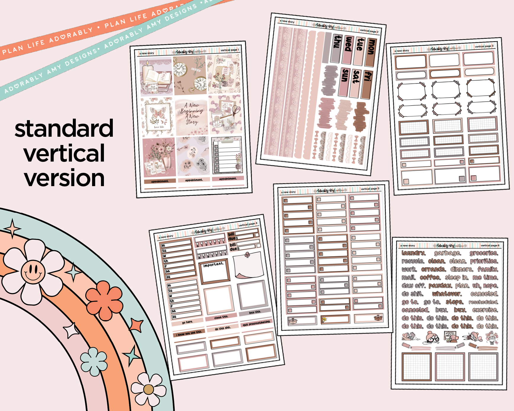 Vertical A New Story Weekly Sticker Kit for Vertical Standard Size Pla ...