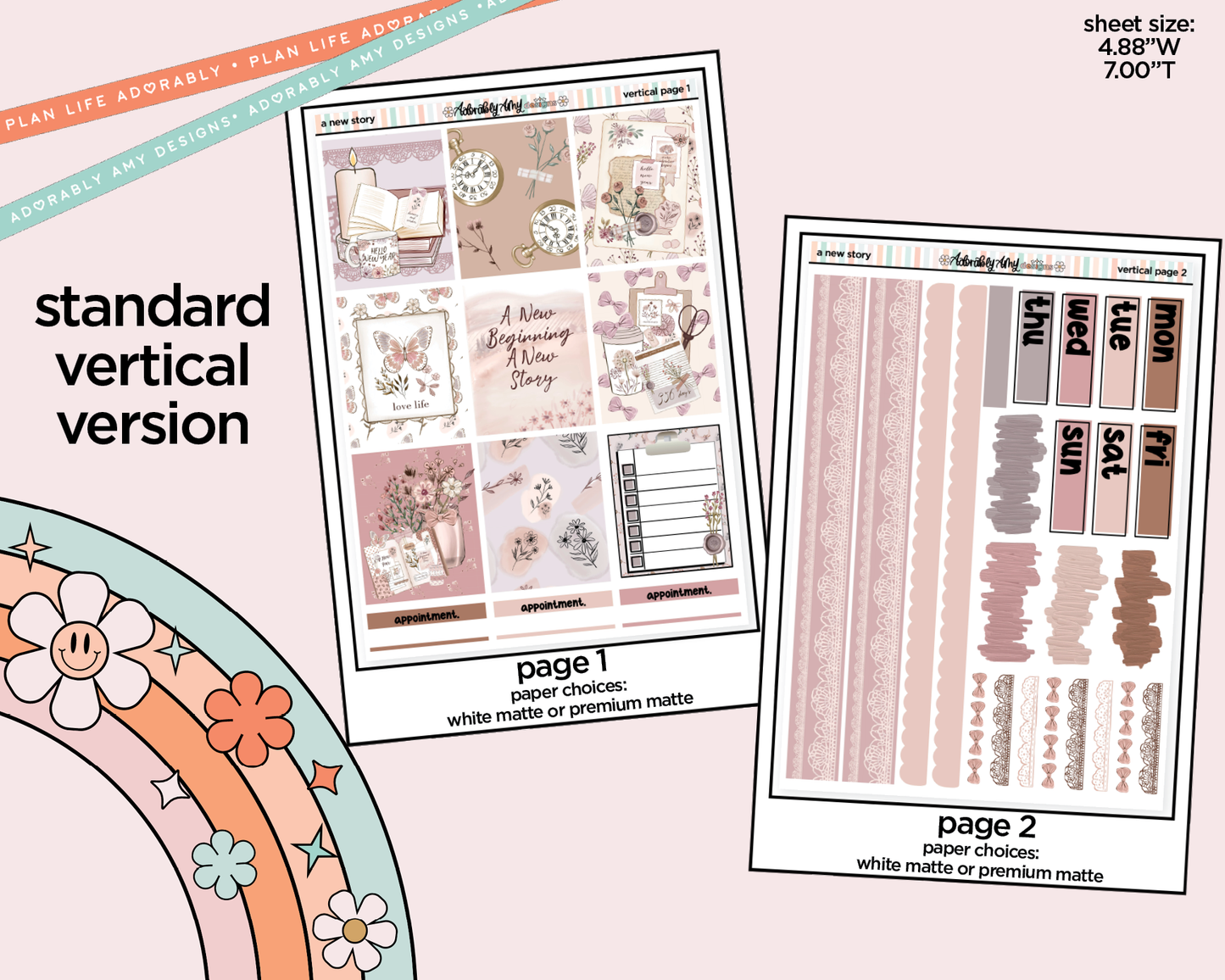 Vertical A New Story Weekly Sticker Kit for Vertical Standard Size Planners or Insert