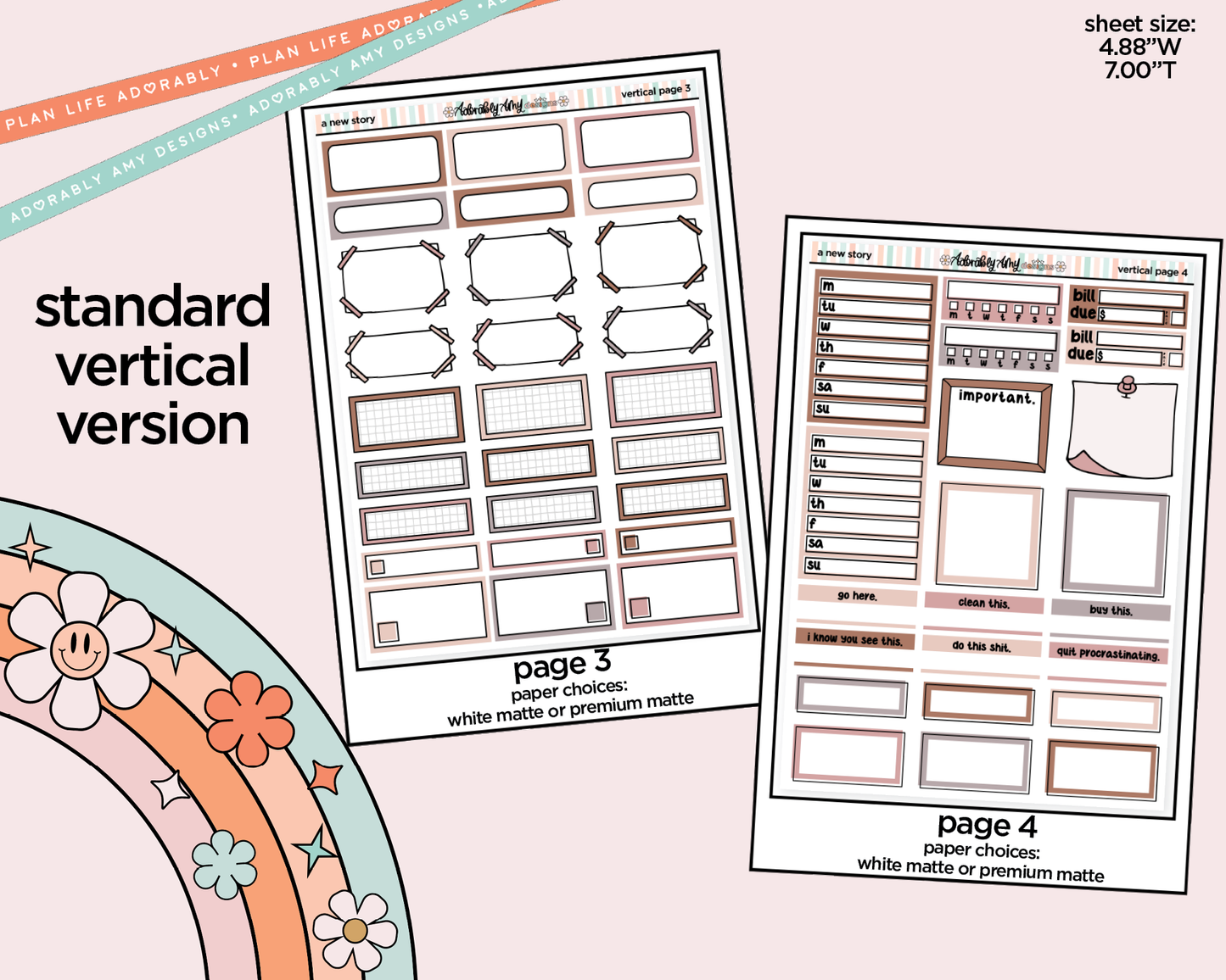 Vertical A New Story Weekly Sticker Kit for Vertical Standard Size Planners or Insert