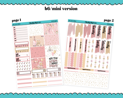 Mini B6 New Year Wishes Weekly Planner Sticker Kit sized for ANY Vertical Insert