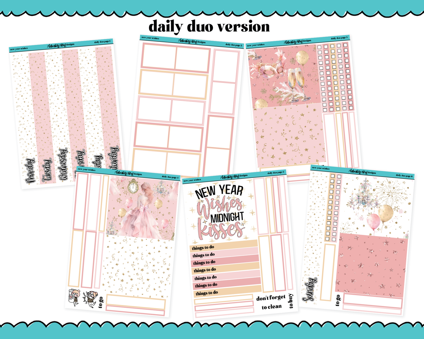 Daily Duo New Years Wishes Weekly Planner Sticker Kit for Daily Duo Planner