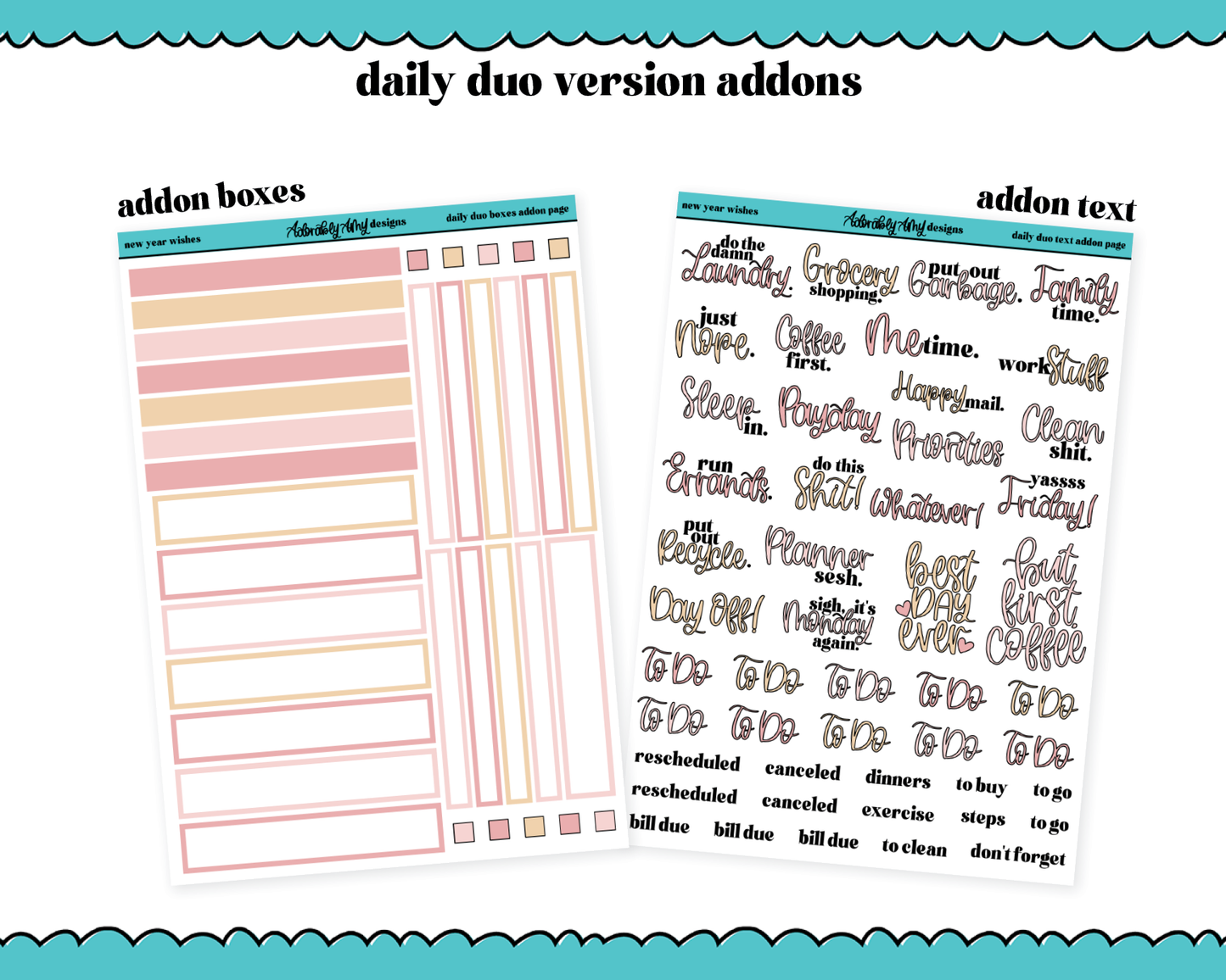 Daily Duo New Years Wishes Weekly Planner Sticker Kit for Daily Duo Planner