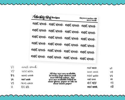 Foiled Tiny Text Series - Next Week Checklist Size Planner Stickers for any Planner or Insert