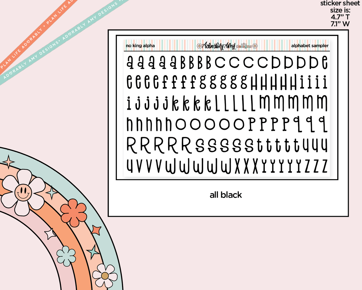 No King Alphabet Stickers Deco Typography Sampler Planner Stickers