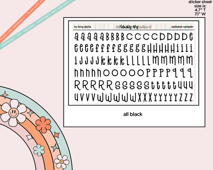 No King Alphabet Stickers Deco Typography Sampler Planner Stickers