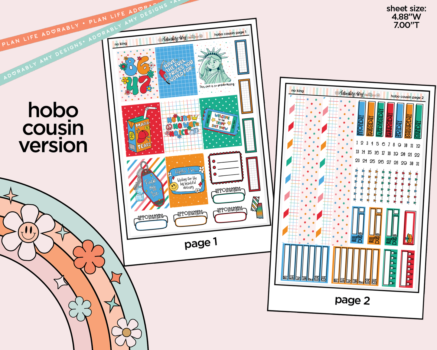 Hobonichi Cousin Weekly No King Planner Sticker Kit for Hobo Cousin or Similar Planners