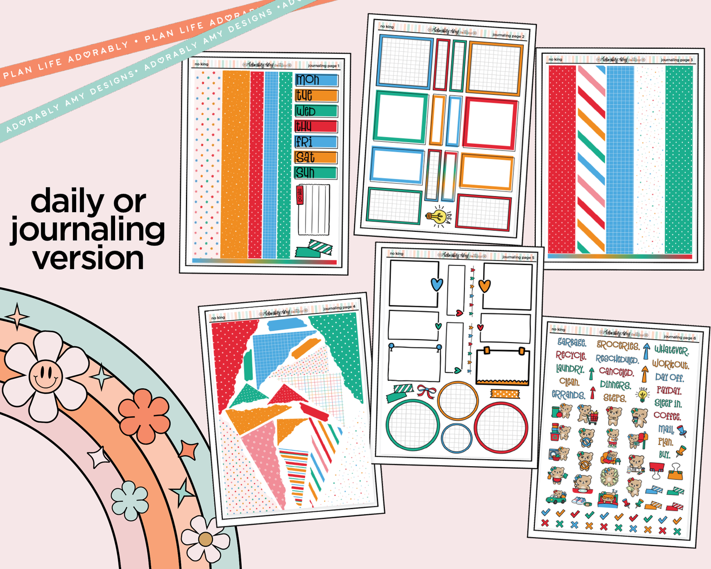 Journaling and Daily Planning No King Planner Sticker Kit