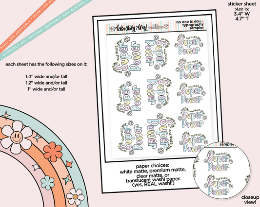 No One is You Typography Sampler Planner Stickers