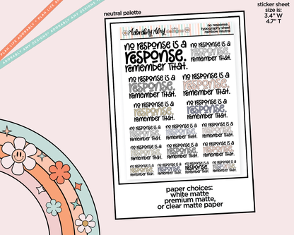 Rainbow or Black No Response is a Response Typography Planner Stickers for any Planner or Insert