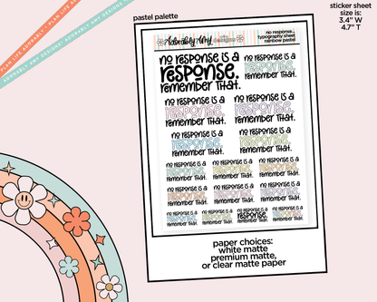 Rainbow or Black No Response is a Response Typography Planner Stickers for any Planner or Insert