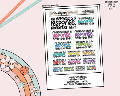 Rainbow or Black No Response is a Response Typography Planner Stickers for any Planner or Insert