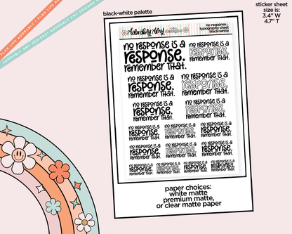 Rainbow or Black No Response is a Response Typography Planner Stickers for any Planner or Insert