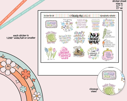 No War for Oil Typography Sampler Planner Stickers - Adorably Amy Designs