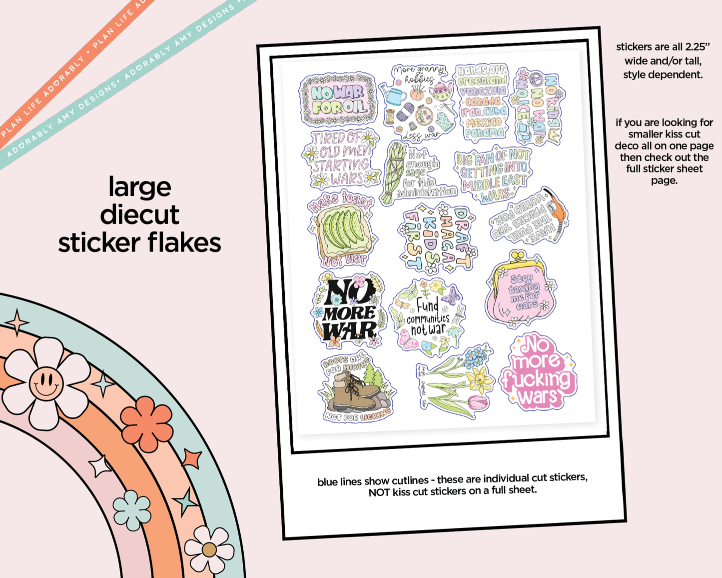 No War for Oil Typography Sampler Planner Stickers - Adorably Amy Designs