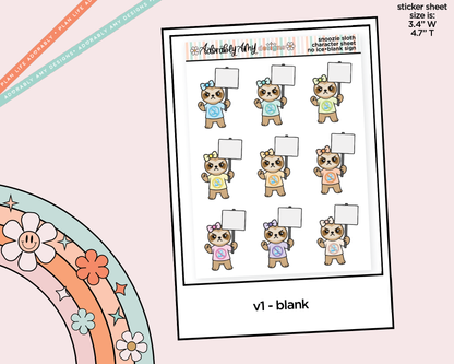 Snoozie Sloth Protestor - No Ice Decoration Character Planner Stickers - Adorably Amy Designs