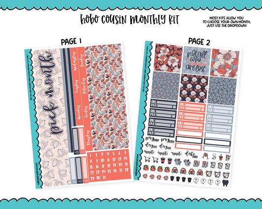 Hobonichi Cousin Monthly Pick Your Month Not All Who Wander Nature Themed Planner Sticker Kit for Hobo Cousin or Similar Planners