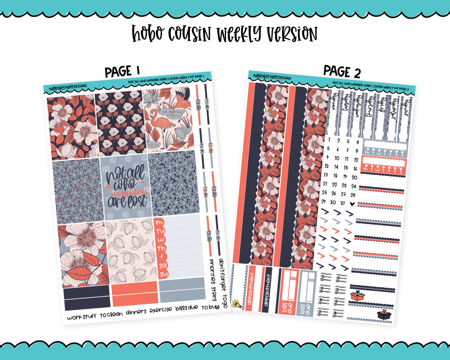 Hobonichi Cousin Weekly Not All Who Wander Nature Themed Planner Sticker Kit for Hobo Cousin or Similar Planners