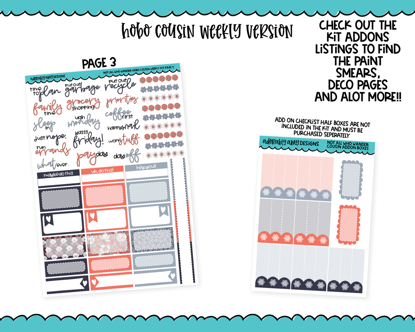 Hobonichi Cousin Weekly Not All Who Wander Nature Themed Planner Sticker Kit for Hobo Cousin or Similar Planners