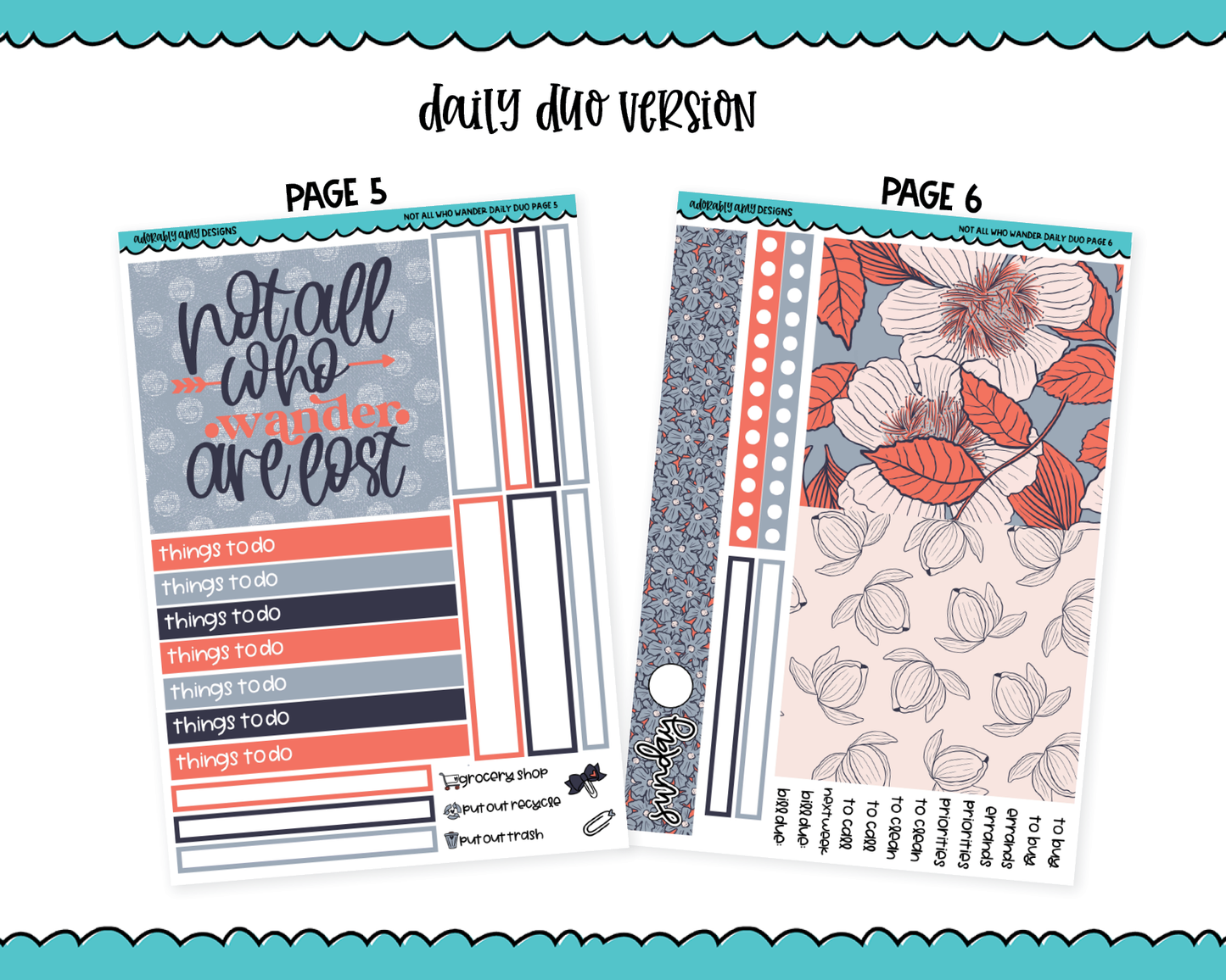 Daily Duo Not All Who Wander Nature Themed Weekly Planner Sticker Kit for Daily Duo Planner