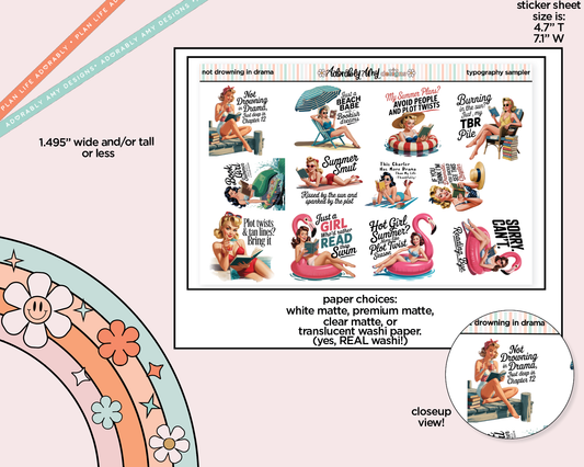 Not Drowning in Drama Typography Sampler Planner Stickers