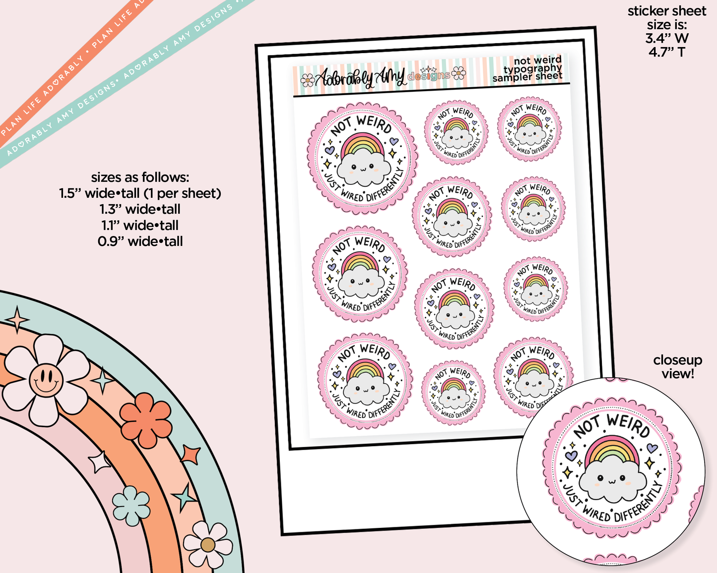 Not Weird, Just Wired Differently Typography Sampler Planner Stickers