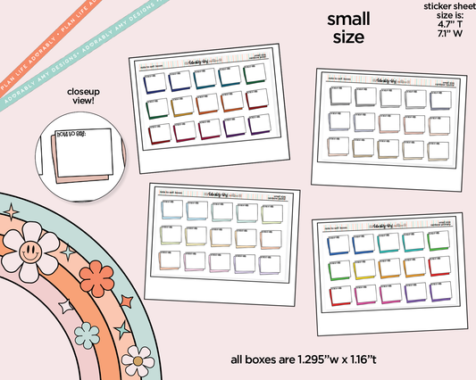 Rainbow Doodled Note to Self: Boxes Small Size Planner Stickers - Adorably Amy Designs