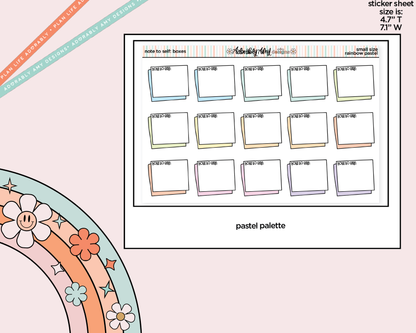 Rainbow Doodled Note to Self: Boxes Small Size Planner Stickers - Adorably Amy Designs