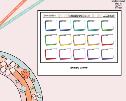 Rainbow Doodled Note to Self: Boxes Small Size Planner Stickers - Adorably Amy Designs