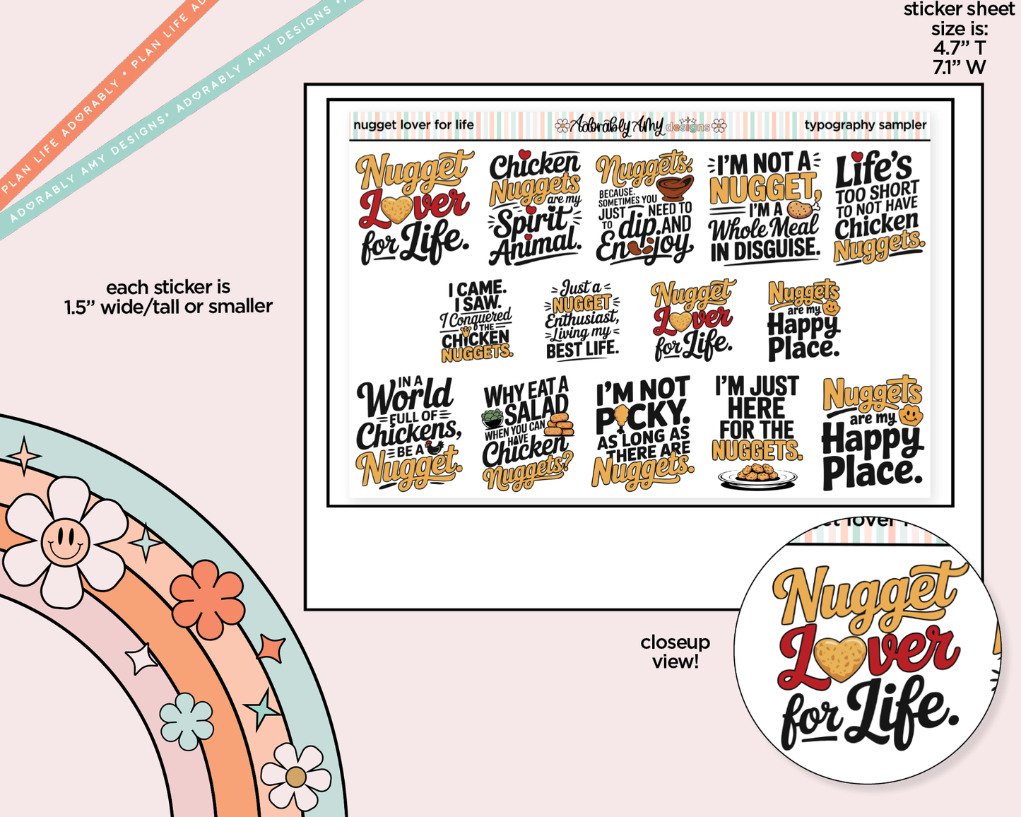 Nugget Lover for LIfe Deco Typography Sampler Planner Stickers