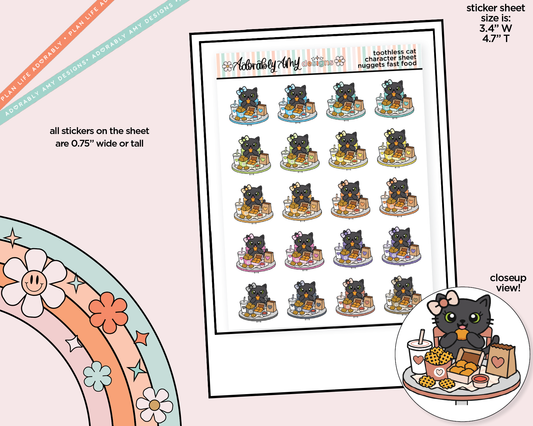 Toothless Cat Chicken Nuggets Fast Food Decoration Character Planner Stickers - Adorably Amy Designs