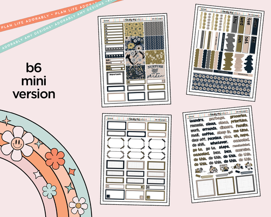 Mini B6 Nurture Planner Sticker Kit sized for ANY Vertical Insert