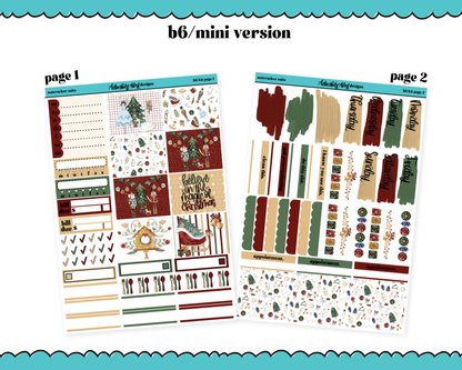 Mini B6 Nutcracker Suite Christmas Themed Weekly Planner Sticker Kit sized for ANY Vertical Insert