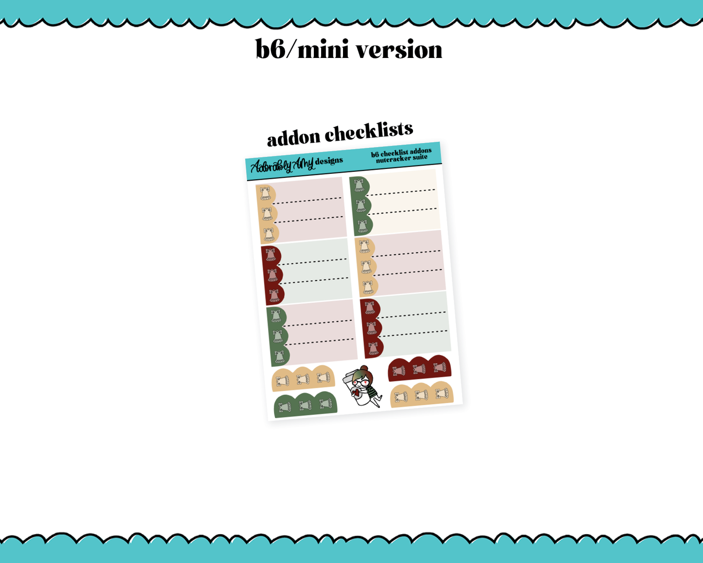 Mini B6 Nutcracker Suite Christmas Themed Weekly Planner Sticker Kit sized for ANY Vertical Insert