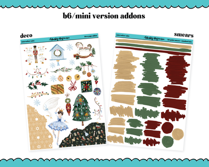 Mini B6 Nutcracker Suite Christmas Themed Weekly Planner Sticker Kit sized for ANY Vertical Insert