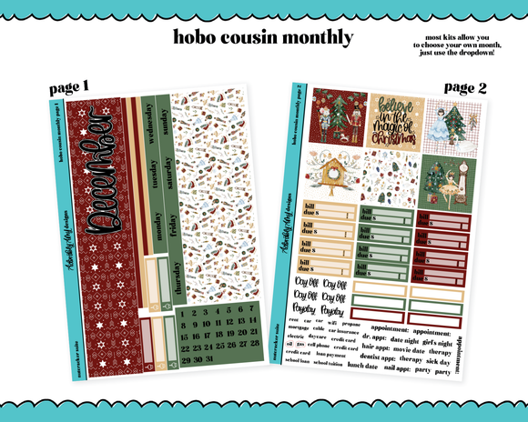 Hobonichi Cousin Monthly Pick Your Month Nutcracker Suite Planner Sticker Kit for Hobo Cousin or Similar Planners