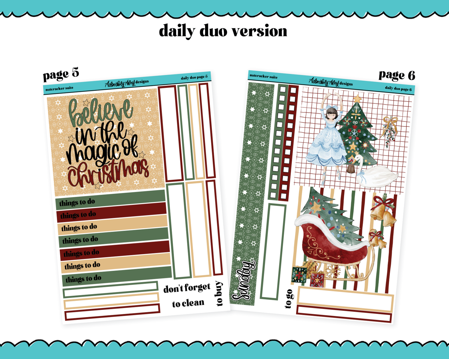 Daily Duo Nutcracker Suite Christmas Themed Weekly Planner Sticker Kit for Daily Duo Planner