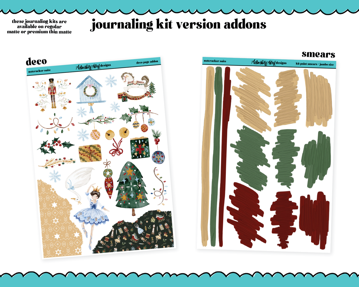 Journaling Kit Nutcracker Suite Christmas Themed Planner Sticker Kit