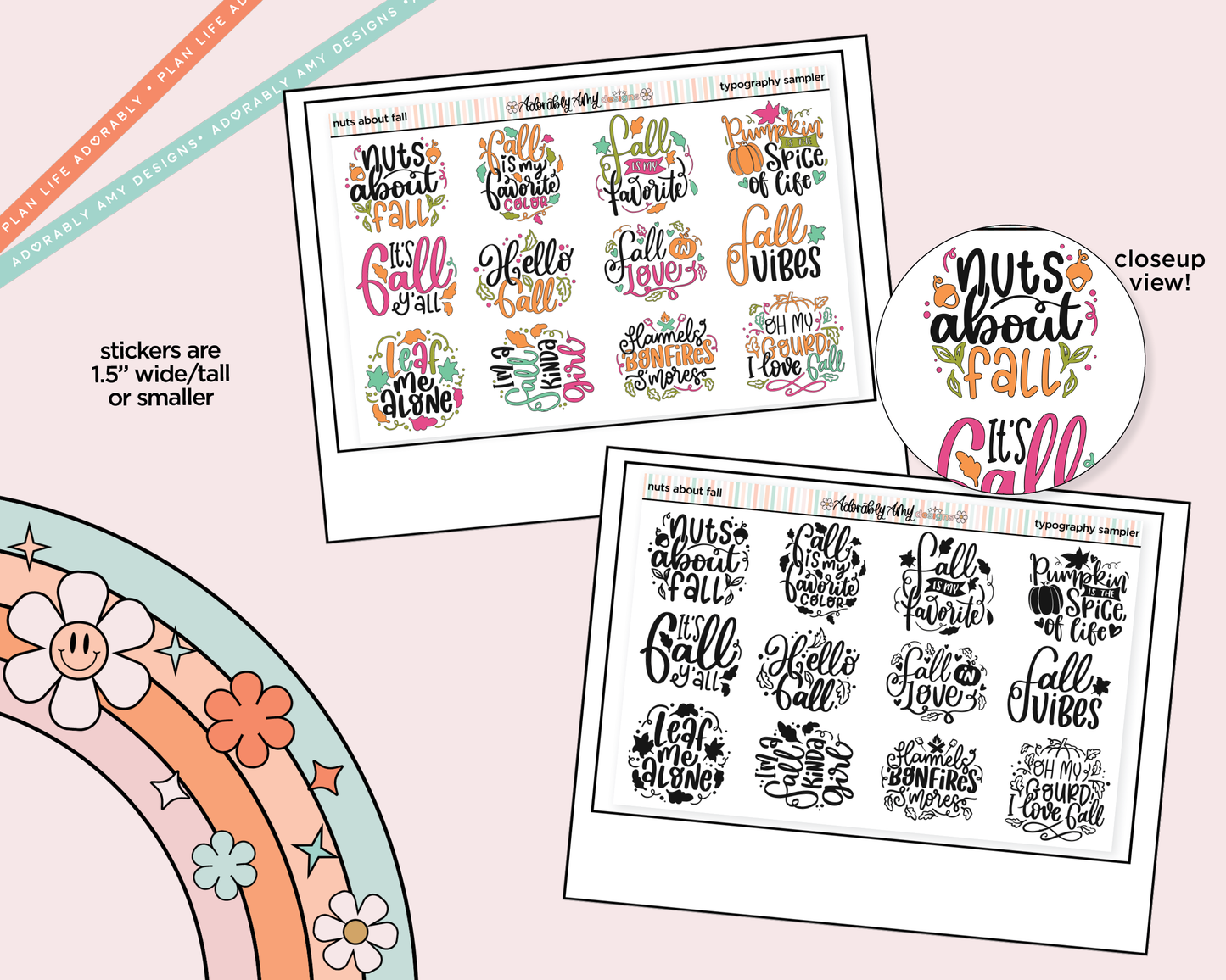Nuts About Fall Deco Typography Sampler Planner Stickers