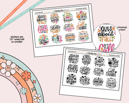Nuts About Fall Deco Typography Sampler Planner Stickers