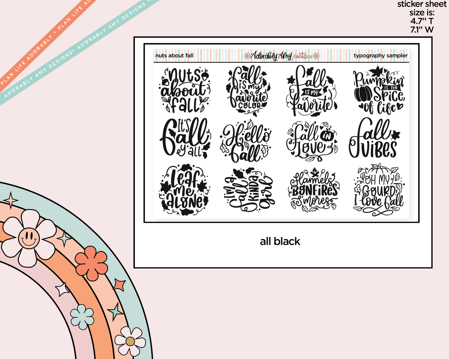 Nuts About Fall Deco Typography Sampler Planner Stickers