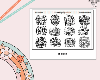 Nuts About Fall Deco Typography Sampler Planner Stickers