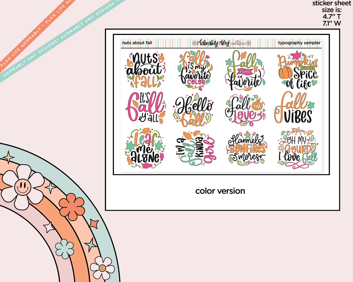 Nuts About Fall Deco Typography Sampler Planner Stickers