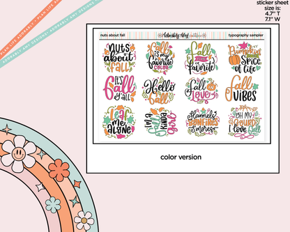 Nuts About Fall Deco Typography Sampler Planner Stickers