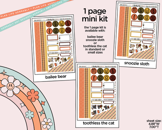 One Page Mini Kit Hello Sunshine Orange Bird Planner Sticker Kit - Two Sizes Available - Adorably Amy Designs