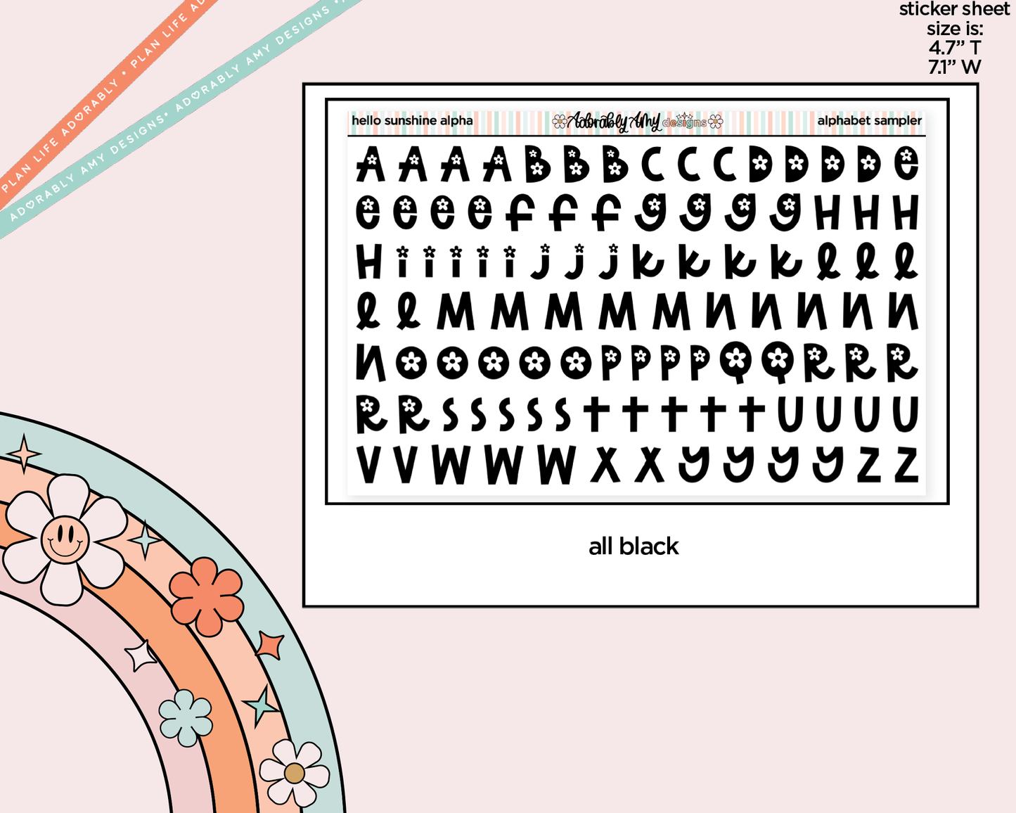 Hello Sunshine Orange Bird Alphabet Stickers Deco Typography Sampler Planner Stickers - Adorably Amy Designs