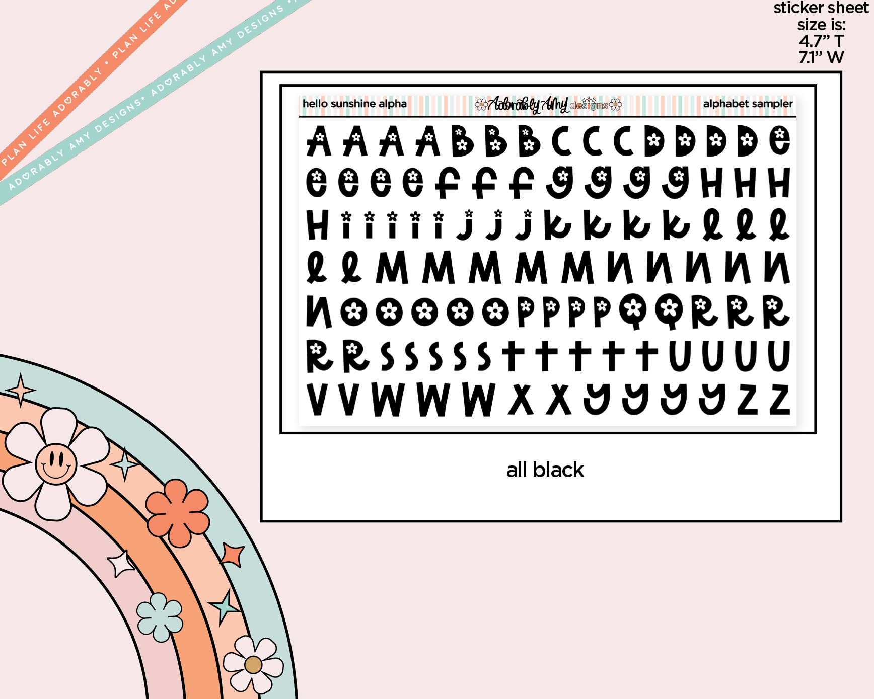 Hello Sunshine Orange Bird Alphabet Stickers Deco Typography Sampler Planner Stickers - Adorably Amy Designs