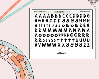 Hello Sunshine Orange Bird Alphabet Stickers Deco Typography Sampler Planner Stickers - Adorably Amy Designs