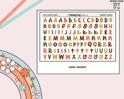 Hello Sunshine Orange Bird Alphabet Stickers Deco Typography Sampler Planner Stickers - Adorably Amy Designs